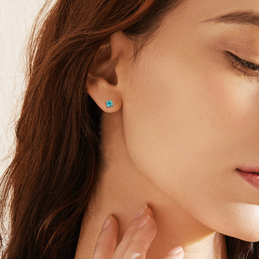 Brass Gold-plated Drop-shaped Zircon Pear-shaped Candy-colored Earrings