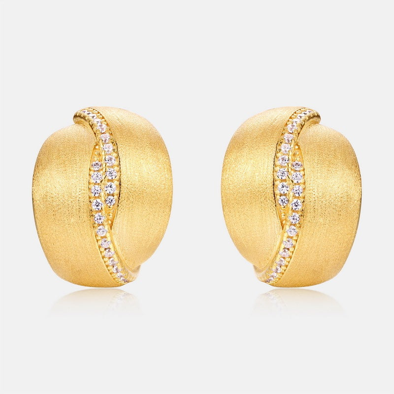 Frosted Brushed Geometric Ear Studs Women