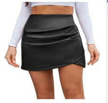 High Waist Asymmetric Tulip Hem Ruffled Wrap Skirt