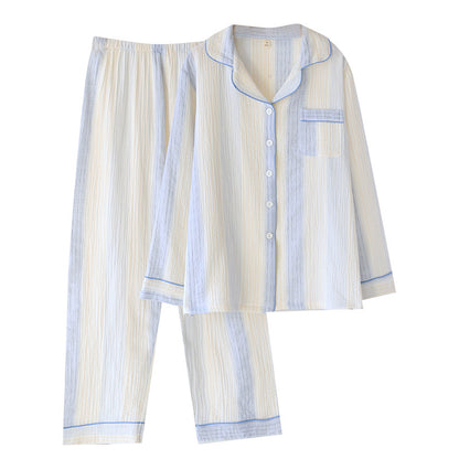 Cotton Yarn Dream Striped Home Wear Long-sleeved Trousers Pajamas