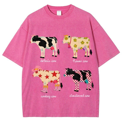 Men's And Women's Cute Cow Print T-shirt