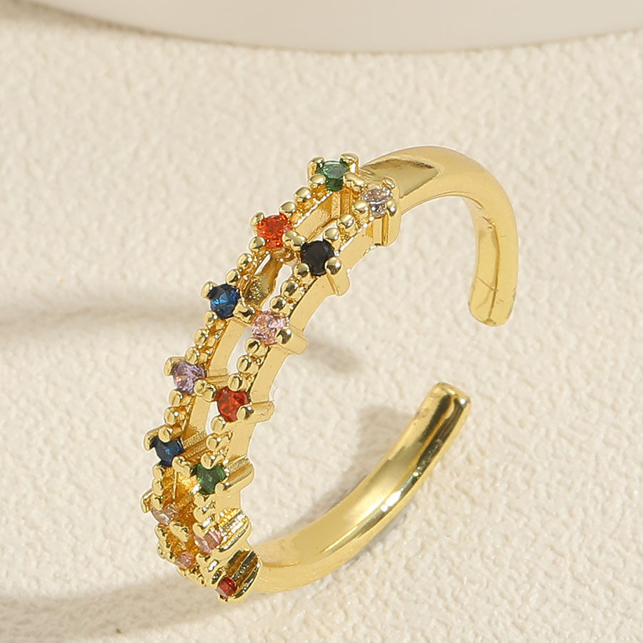 Simple Graceful Plaid Color Open-end Zircon Ring