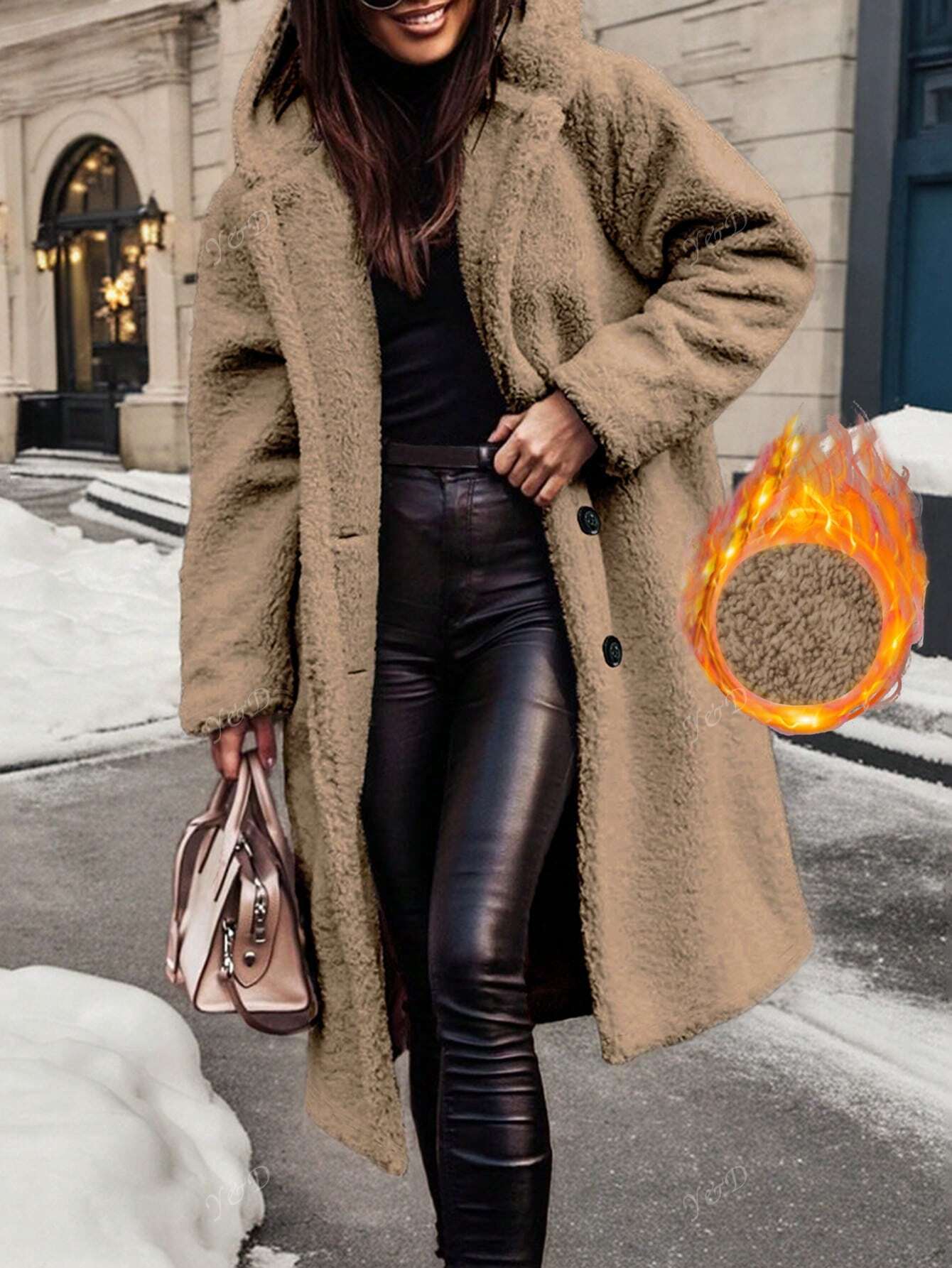 Leisure Commuting Style Thick Long Sleeved Hooded Long Jacket