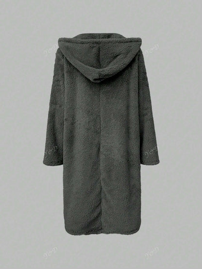 Leisure Commuting Style Thick Long Sleeved Hooded Long Jacket
