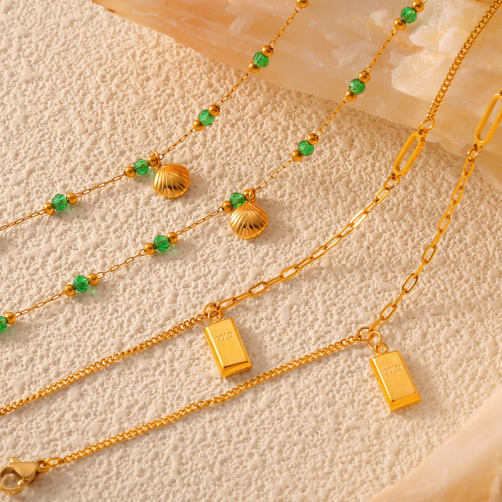 Shell Gold Brick Pendant Anklet For Women