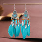 Feather Earrings Round Drop Oil Craft Earrings Retro