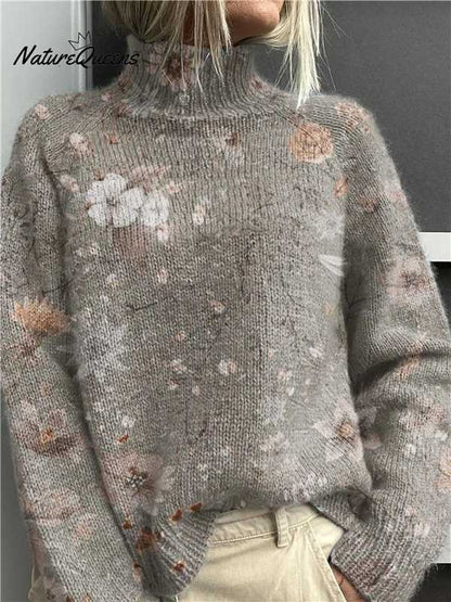 Women's Christmas Printed Turtleneck Sweater