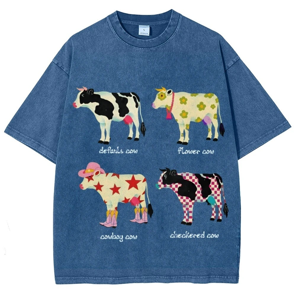 Men's And Women's Cute Cow Print T-shirt