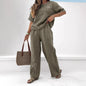 Women's 2-piece Set Plus Size Embroidered Leisure Suit High Waist Loose Trousers