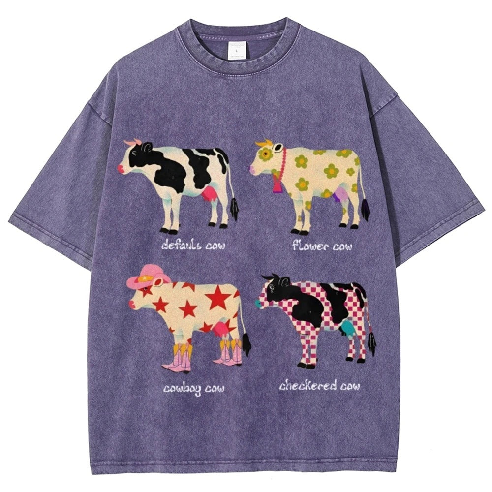 Men's And Women's Cute Cow Print T-shirt