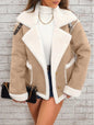 Lapel Plush Jacket, Winter Warm Casual Outwear, Women's Clothing