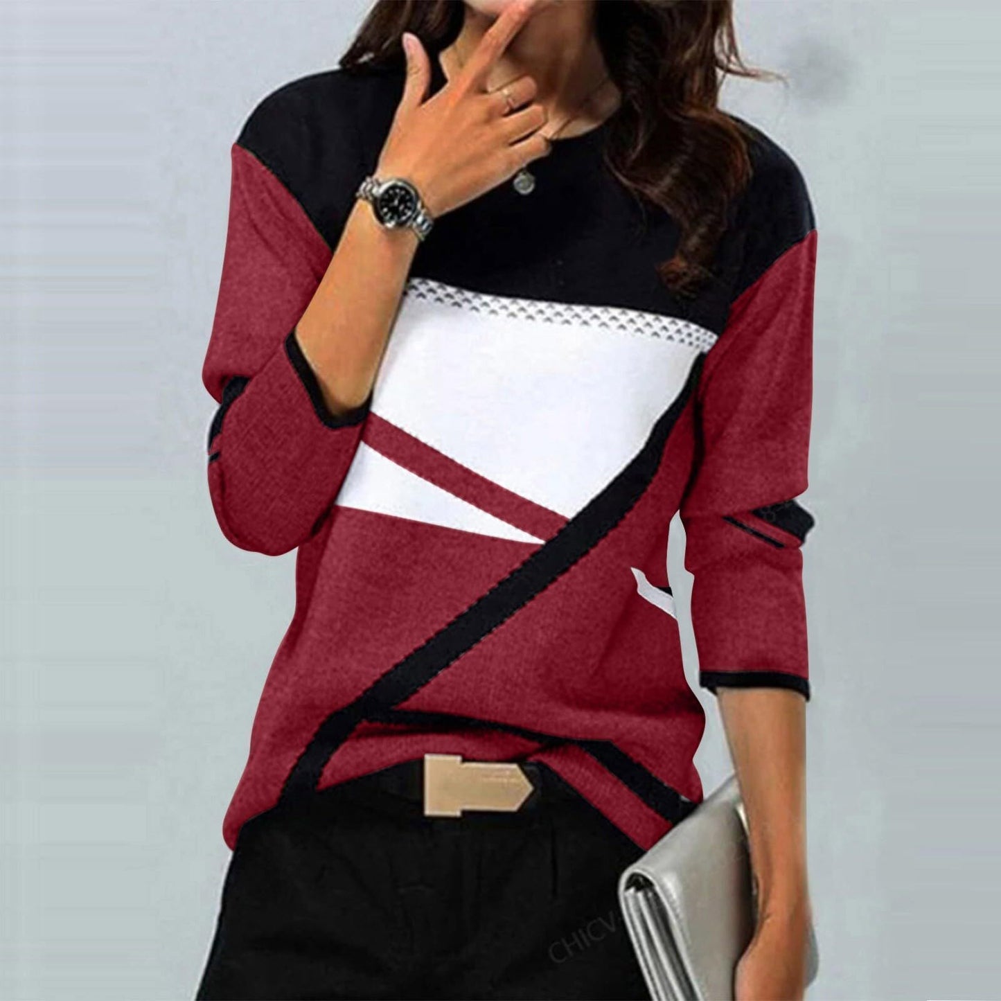 Casual Striped Long Sleeve Round Neck T-shirt