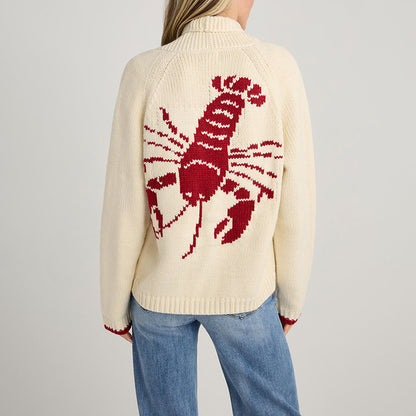 Women's Cardigan Long Sleeve Shrimp Printed Knitted