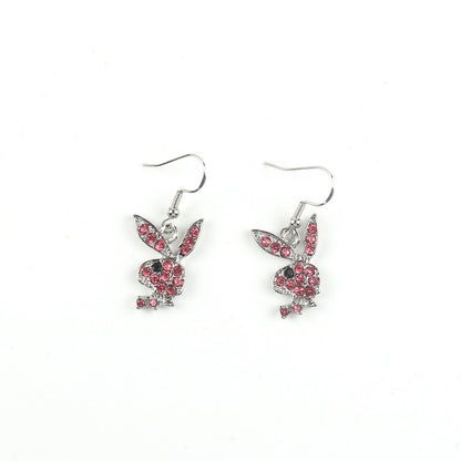 Cute Full Diamond Rabbit Stud Earrings Women