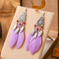 Feather Earrings Round Drop Oil Craft Earrings Retro