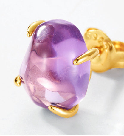 Fashion Natural Crystal Four-claw Stud Earrings