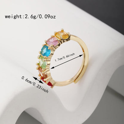 Women's All-match Simple Retro Color Zircon Ring