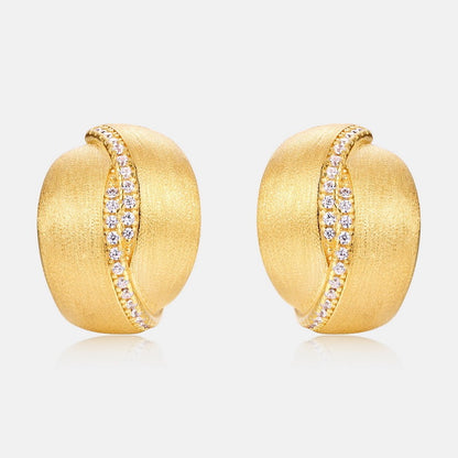 Frosted Brushed Geometric Ear Studs Women