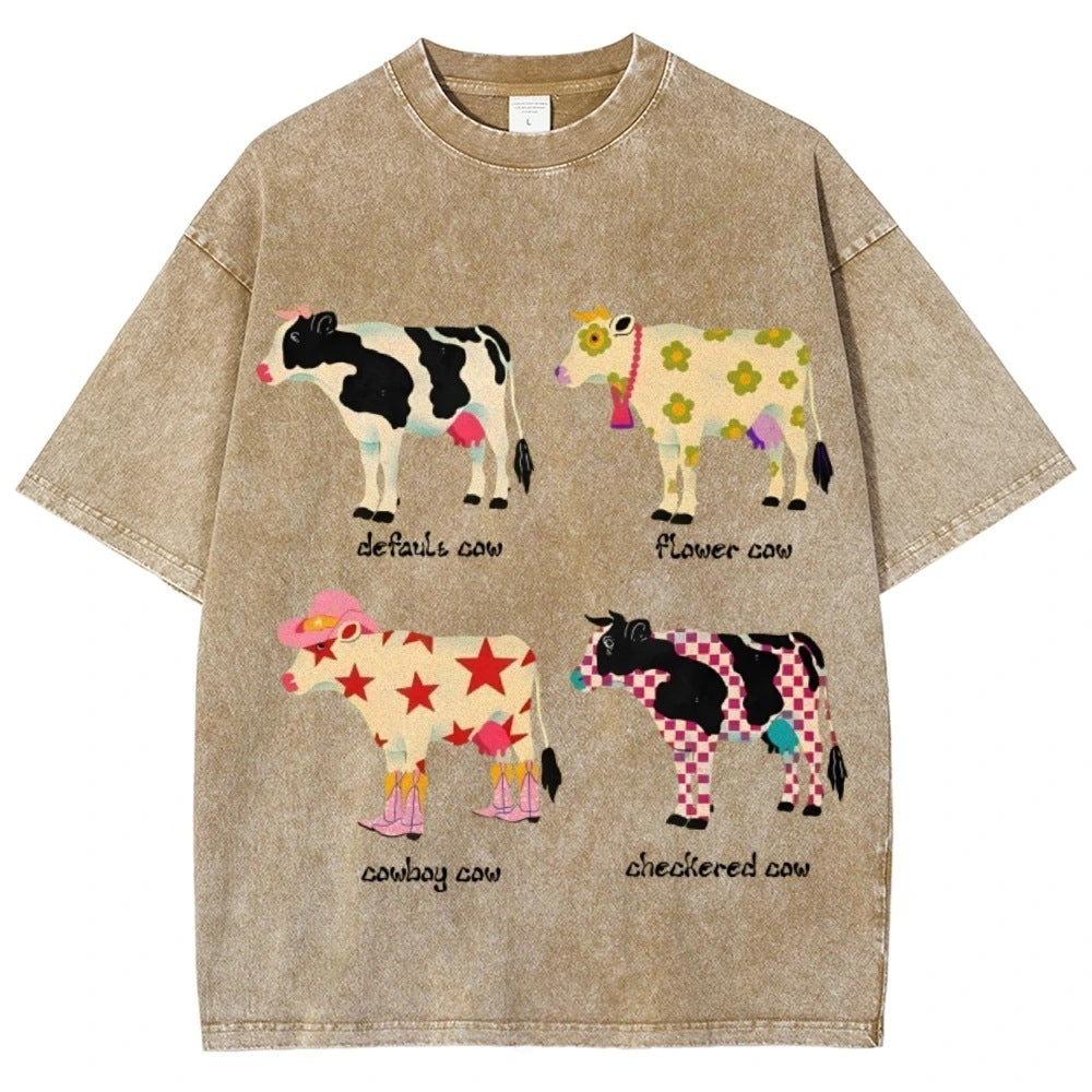 Men's And Women's Cute Cow Print T-shirt