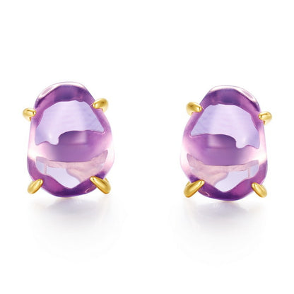 Fashion Natural Crystal Four-claw Stud Earrings