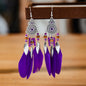 Feather Earrings Round Drop Oil Craft Earrings Retro