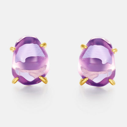 Fashion Natural Crystal Four-claw Stud Earrings