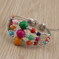 Tibetan Accessories Colorful Beads Wide Bangle Turquoise Bracelet