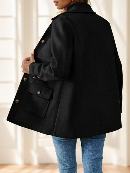 Casual Solid Color Multi-Pocket Jacket, Versatile For Autumn Winter