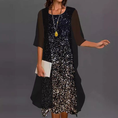 Printed Long Sleeve Loose Multi-color Two-piece Set Dress