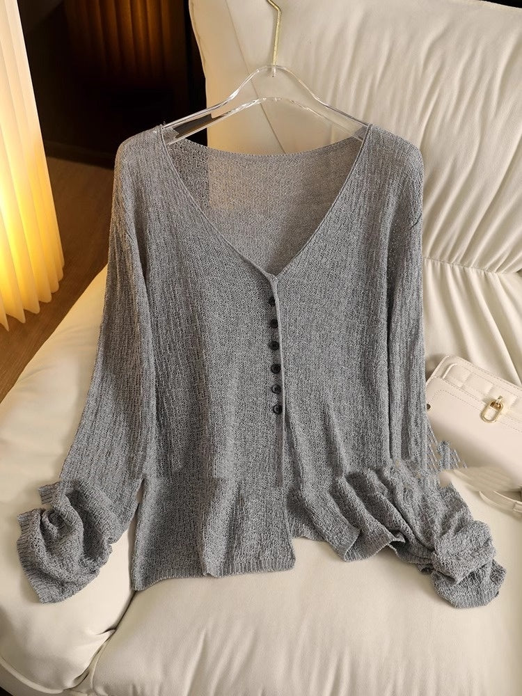 Hollow Lightweight Sun Protection Shawl Summer Cardigan Short Coat Sweater