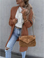 Women Solid Color Long Sleeve Casual Open Front Knit Cardigan