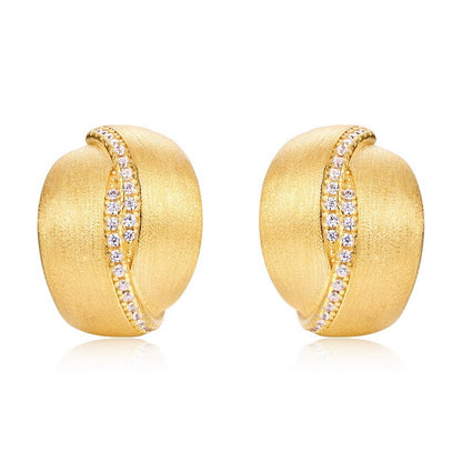 Frosted Brushed Geometric Ear Studs Women