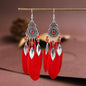 Feather Earrings Round Drop Oil Craft Earrings Retro