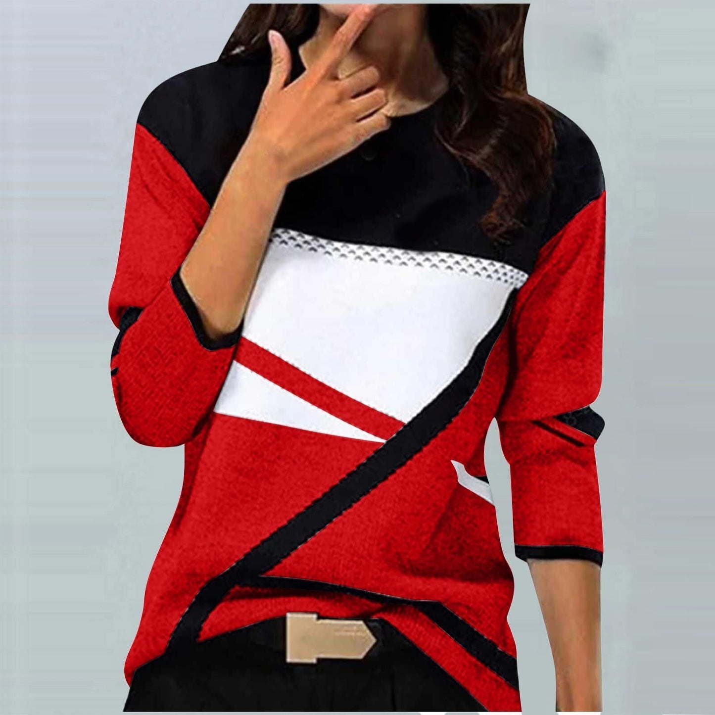 Casual Striped Long Sleeve Round Neck T-shirt