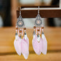 Feather Earrings Round Drop Oil Craft Earrings Retro