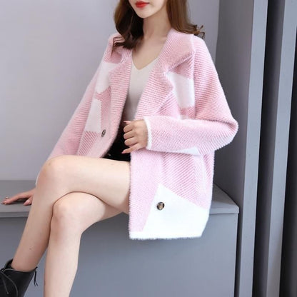 Mink Fur Women's Coat Wear Loose All-matching Thick Knit Cardigan