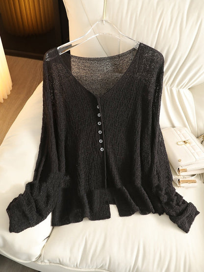 Hollow Lightweight Sun Protection Shawl Summer Cardigan Short Coat Sweater