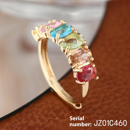 Women's All-match Simple Retro Color Zircon Ring