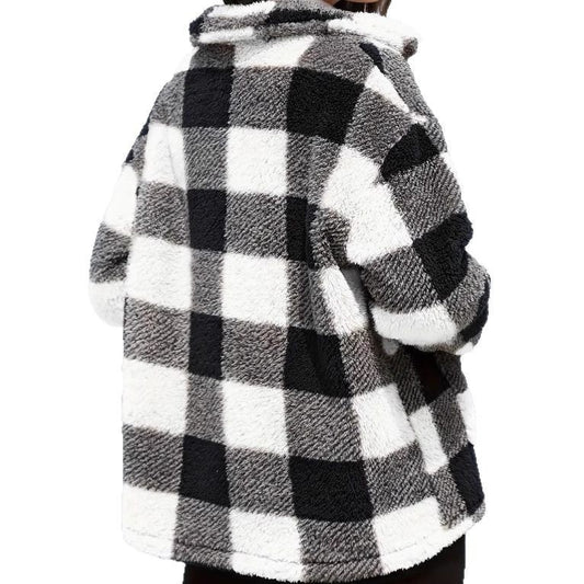 Women's Plaid Plush Long-sleeved Winter Fashion Casual Jacket