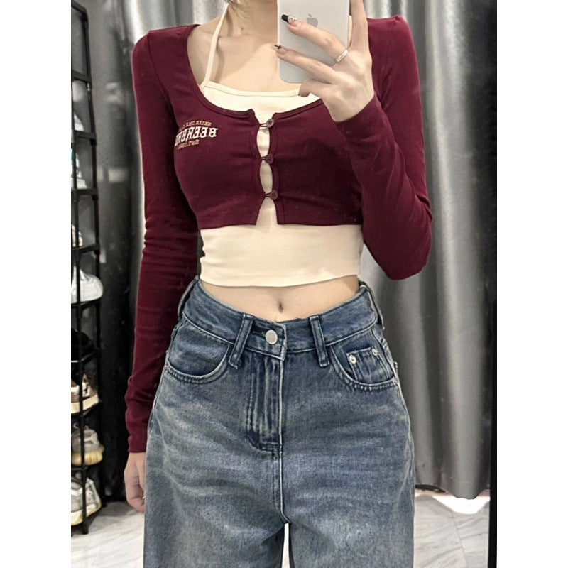Love Embroidered Wide-leg Simple Casual Jeans