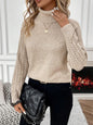 Women Solid Color Turtleneck Long Sleeve Casual Sweater