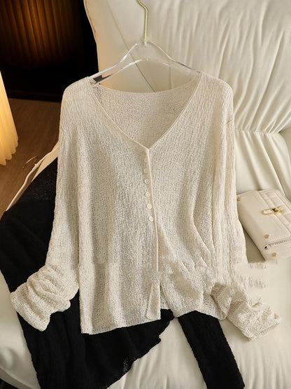 Hollow Lightweight Sun Protection Shawl Summer Cardigan Short Coat Sweater