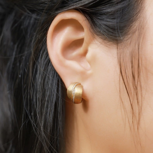 Frosted Brushed Geometric Ear Studs Women