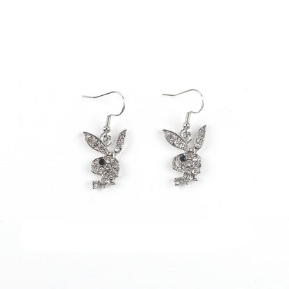 Cute Full Diamond Rabbit Stud Earrings Women