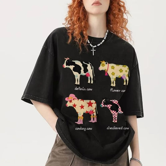 Men's And Women's Cute Cow Print T-shirt