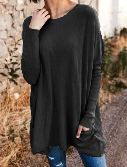 Women's Casual Pocket Loose Long Sleeve Top