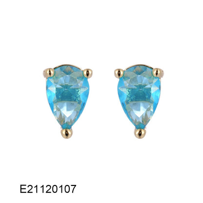 Brass Gold-plated Drop-shaped Zircon Pear-shaped Candy-colored Earrings