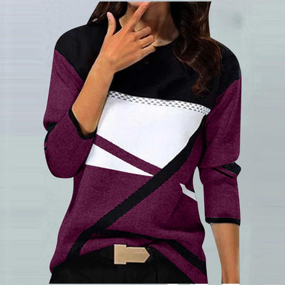 Casual Striped Long Sleeve Round Neck T-shirt