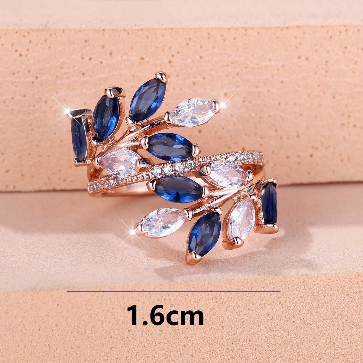 Horse Eye Zircon Leaf Ring Fashion All-match