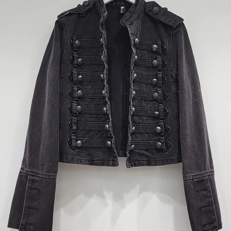 Classic Metal Rib Buckle Design Shoulder Strap Washed Denim Top Skirt